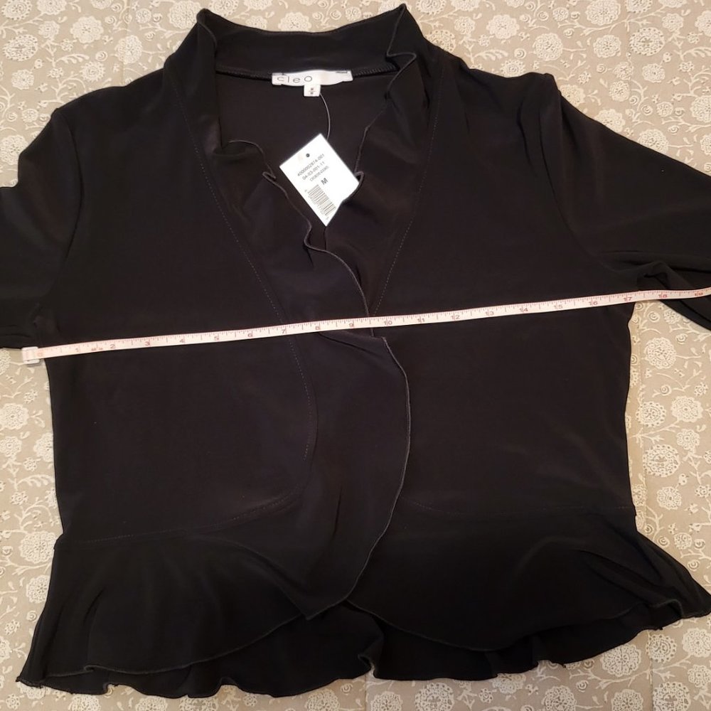 NEW cleo Black Ruffle-Sleeve Open Shrug, M - Picture 6 of 8